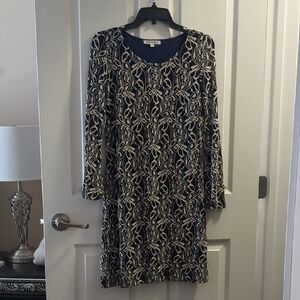 Stiletto Navy and White Long Sleeve Dress Lacec With Stretch